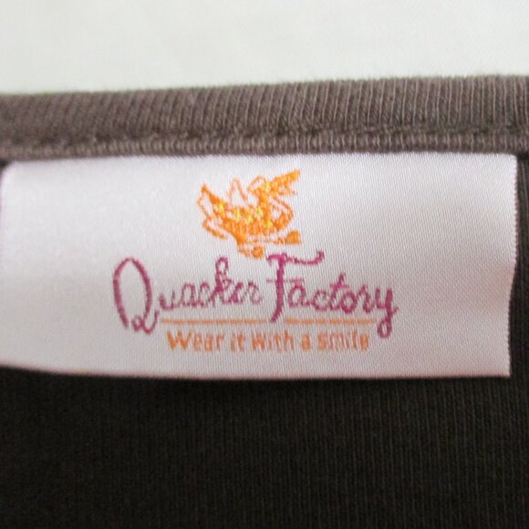 Quacker Factory top chocolate brown w/ yellow floral butterfly size XL - Picture 2 of 8